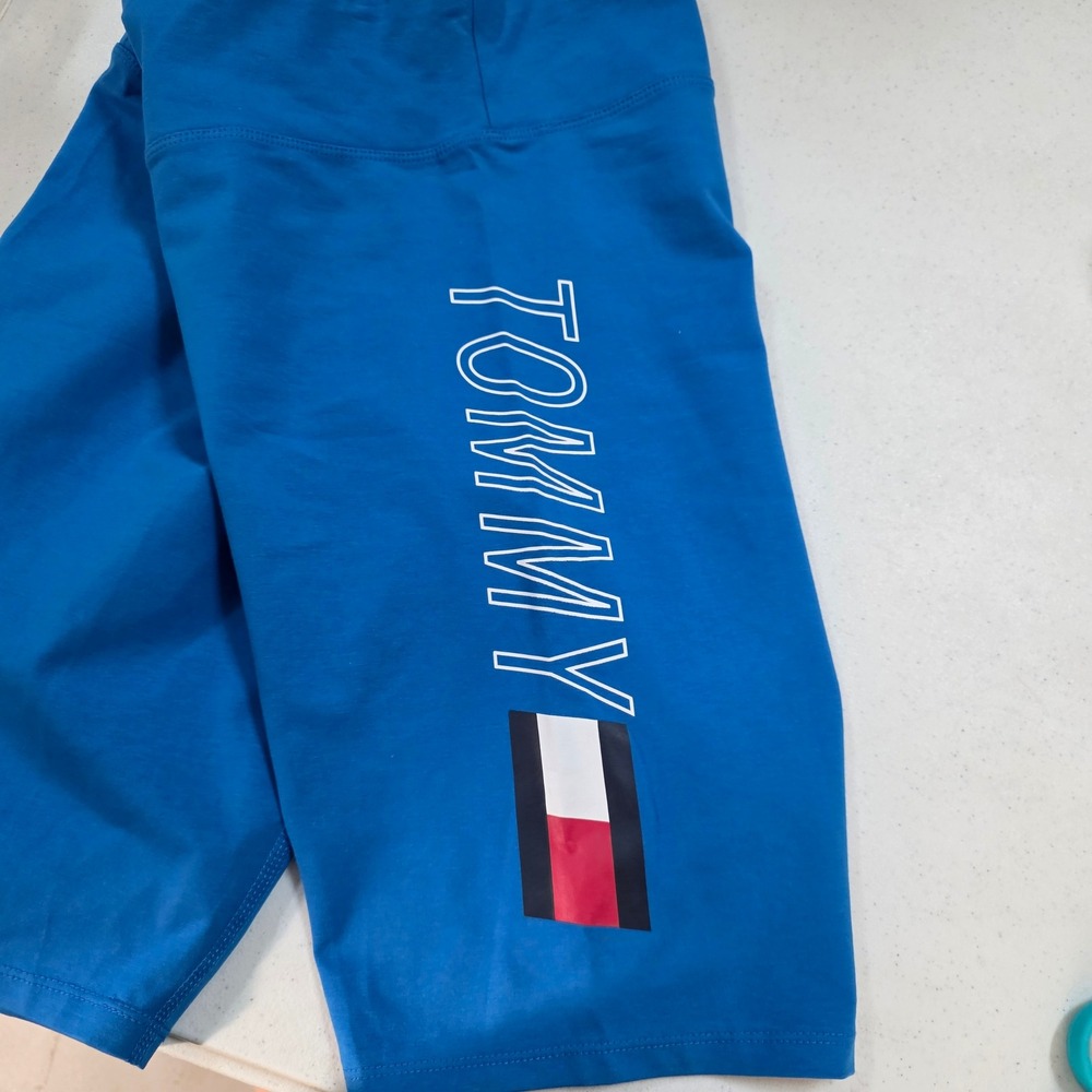 Tommy Hilfiger Sport Blue Logo Biker Shorts and Sports Bra Set Womens Large - Picture 6 of 8
